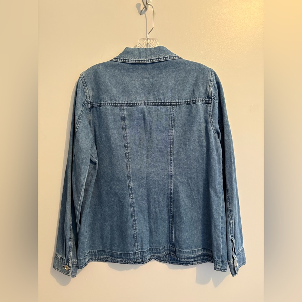 Basic Editions Denim Jacket Embroidered Beaded Fl… - image 8